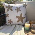 Gold Starfish - Ivory Cotton Linen Decorative Euro Sham