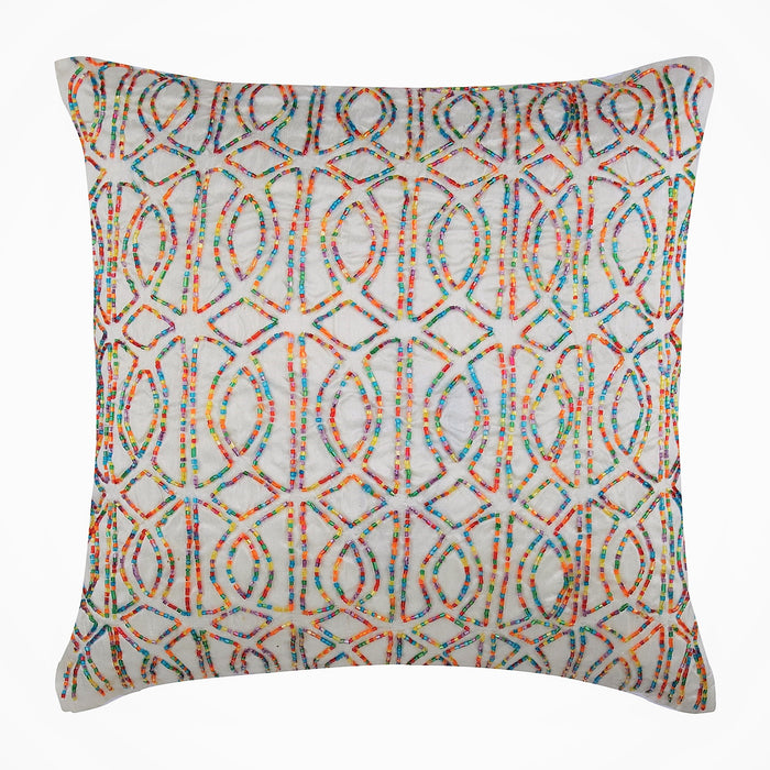 Gold Taj - Ivory Art Silk Throw Pillow Cover