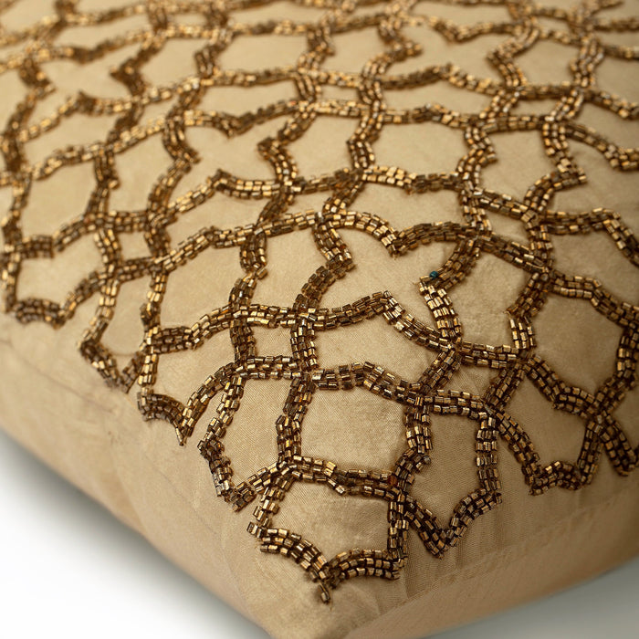 Gold Trellis Lattice Throw Pillow Cover