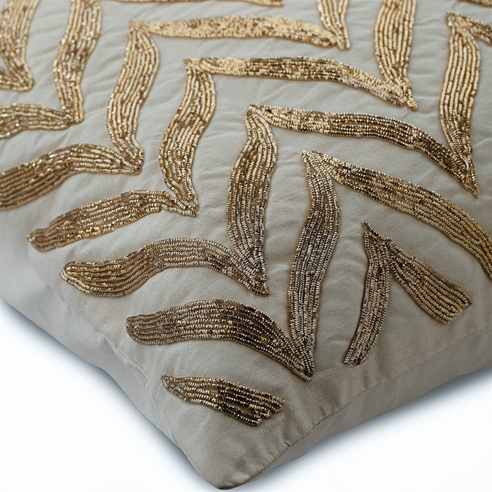Golden Divide - Ivory Cotton Linen Decorative Euro Sham