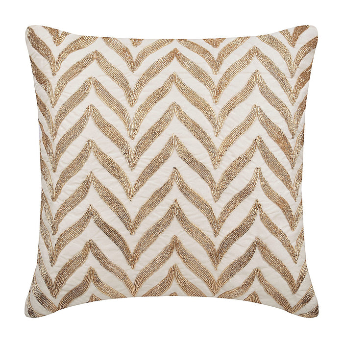 Golden Divide - Ivory Cotton Linen Decorative Euro Sham