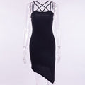 Gothic Black Slim Asymmetric Dress