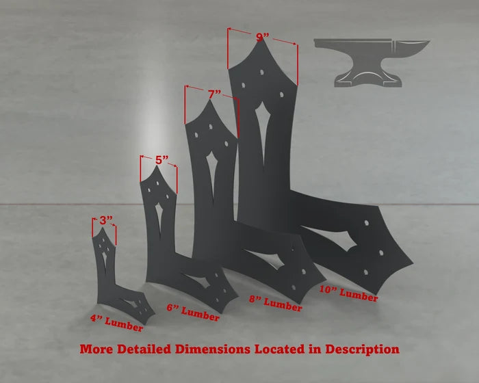Gothic Style L Brackets - Various Sizes - Madison Iron and Wood