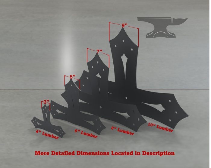 Gothic Style T Brackets - Various Sizes - Madison Iron and Wood