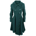 Gothic Teal Long Medieval Style Trench Coat