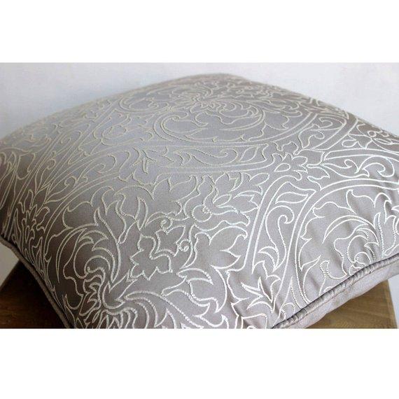 Gray Pearl - Gray Art Silk Decorative Euro Sham