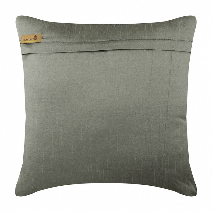 Gray Silver Art Silk Throw Pillow Cover - Coral Adornment