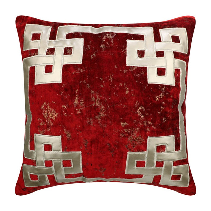Greek Frame Red Velvet Euro Sham Cover