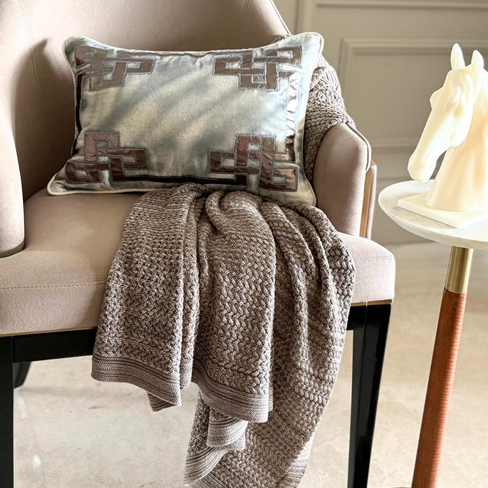 Greek Zeus - Ivory Velvet Decorative Lumbar Pillow Cover