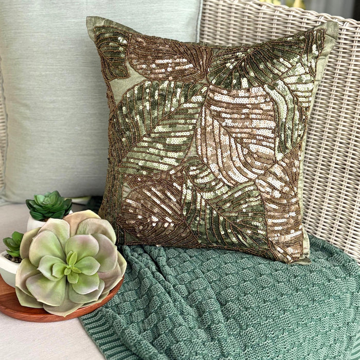 Green Camouflage - Olive Green Art Silk Throw Pillow Cover