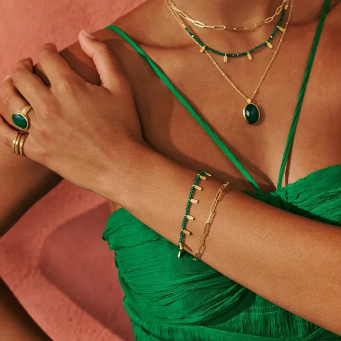 Green Onyx Bracelet | Matt 18K Yellow Gold Plate - Suzie Anderson Home