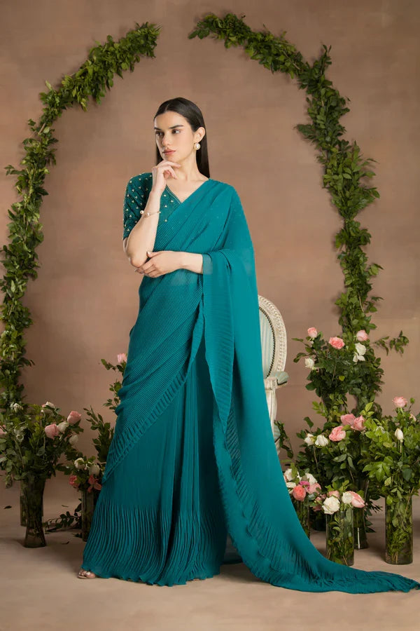 Pine green saree online shopping