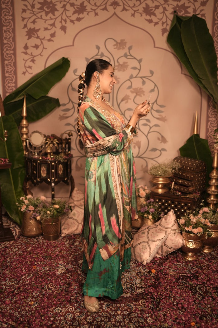 Rasmalai green kurta pant dupatta set