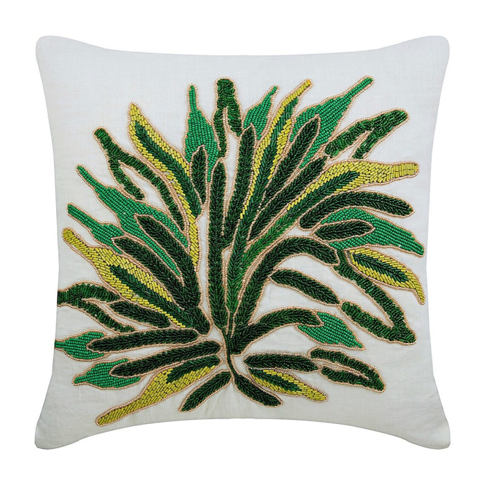 Green Shrub - Green Linen Throw Pillow Cover