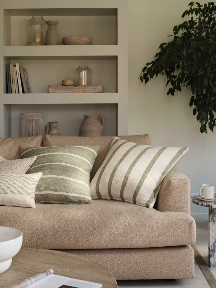 Green Stripe Cotton Cushion Cover