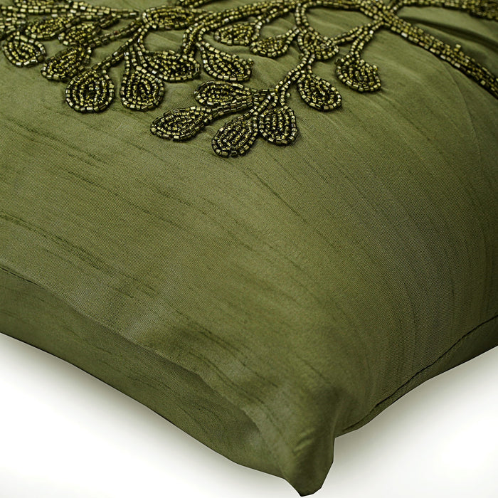 Green Tree Silk Throw Pillow Cover