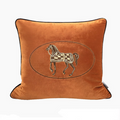 Greta Embroidered Velvet Pillow Cover Orange