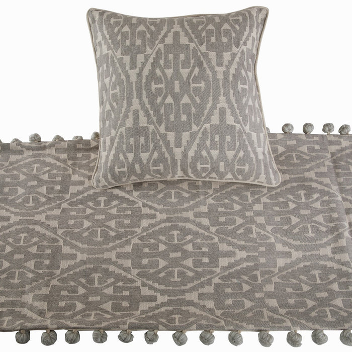 Grey Aztec - Cotton Grey Decorative Bed Runner and Pillow Cover