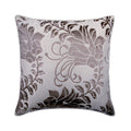 Grey Floral Beauty - Grey Burnout Velvet Throw Pillow Cover