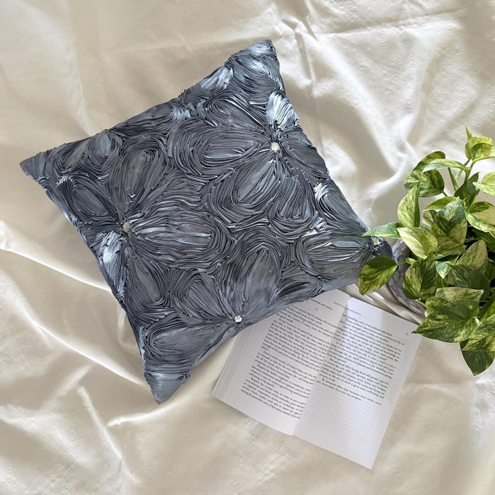Grey Floral Robe Embroidery Throw Pillow Cover