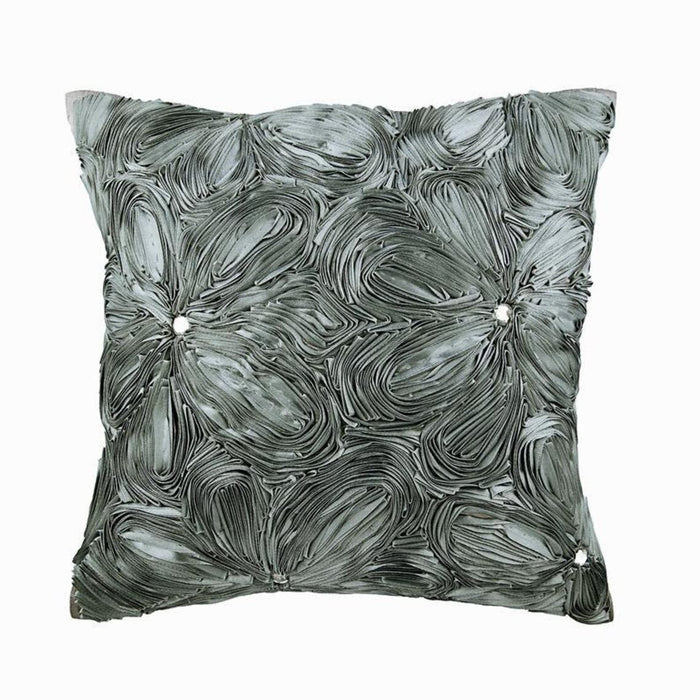 Grey Floral Robe - Gray Art Silk Throw Pillow Cover