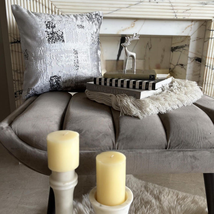 Grudgingly Silver Sequins Velvet Euro Sham Cover