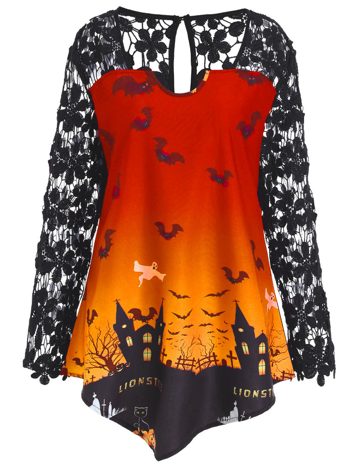 Halloween Lace Casual Top