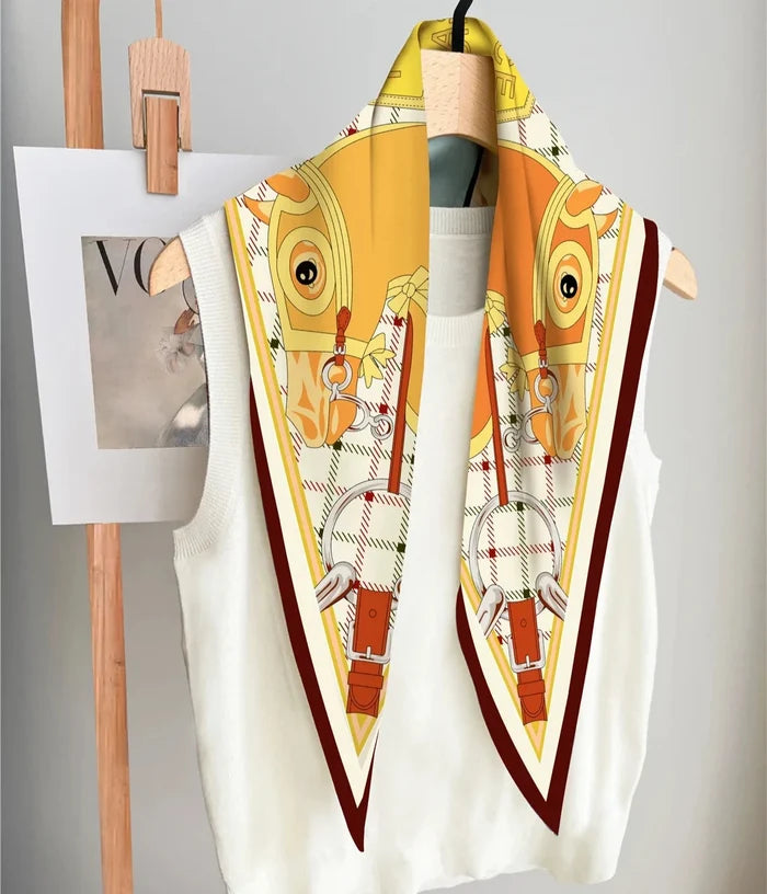 Head Beige Silk Diamond Scarf