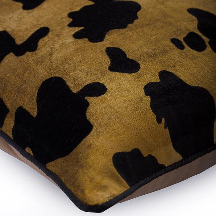 Hello Cow - Gold Velvet Throw Pillow Cover