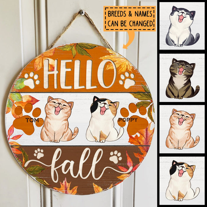 Hello Fall - Maple Leaves Decoration - Personalized Cat Door Sign