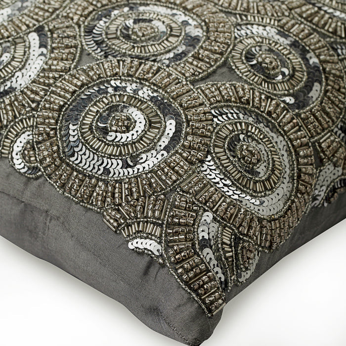 Honestly Silver - Silver Silk Throw Pillow Cover