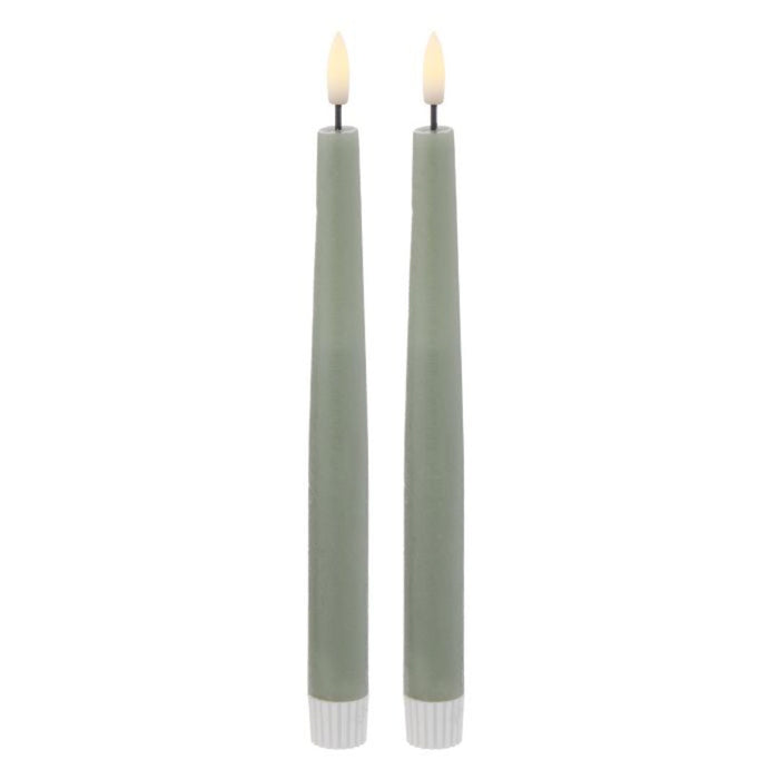 Hughe Pair LED Dinner Candles | Green