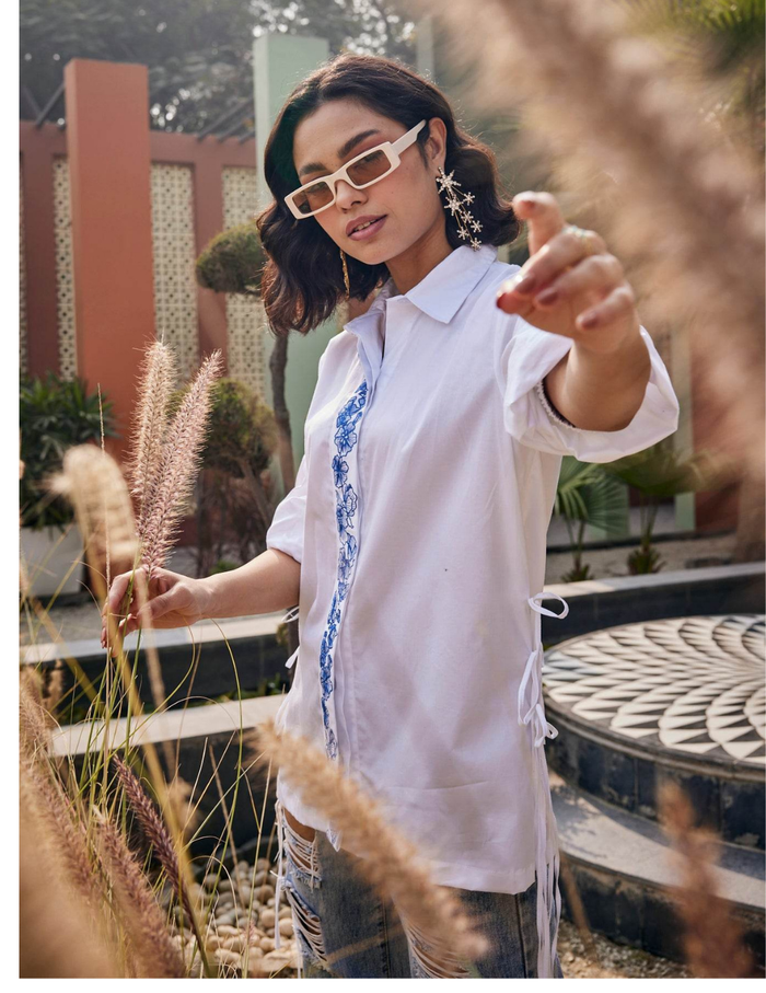 The Indigo Stem White Shirt