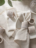 Iona Rattan Napkin Rings - White - Set of 6