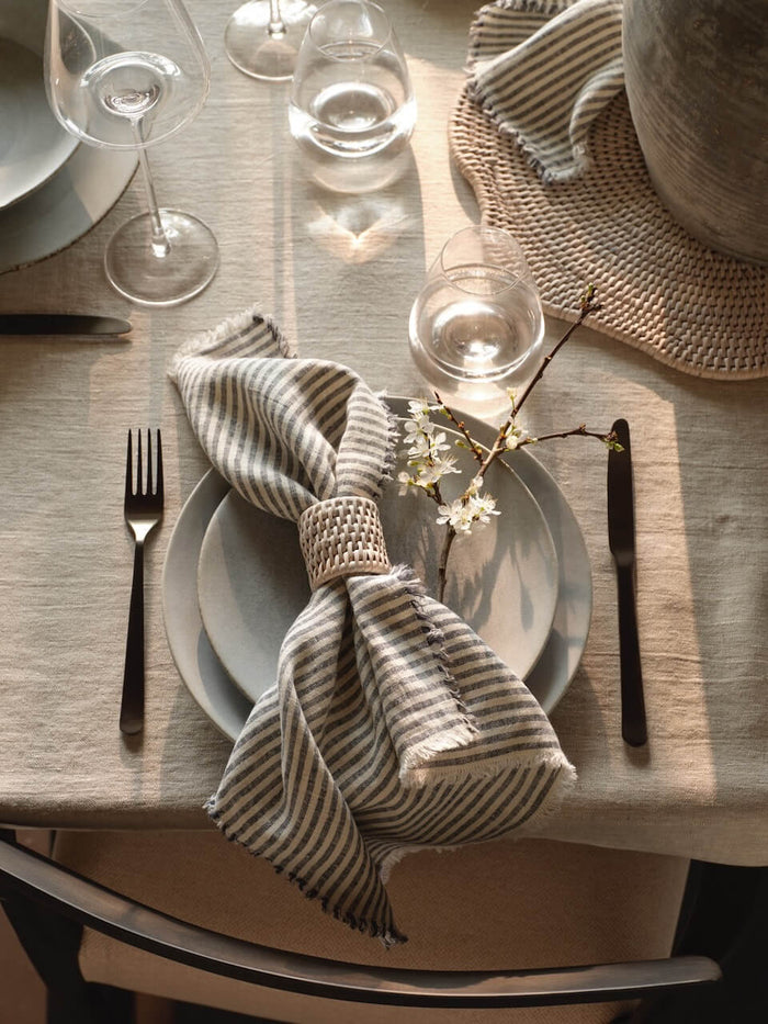 Iona Rattan Napkin Rings - White - Set of 6