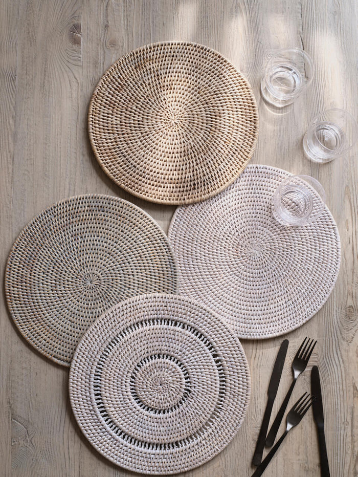 Iona Rattan Placemats - Grey - Set of 4