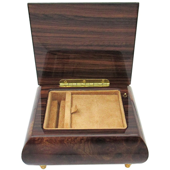 Italian Music Box, ", Elm Wood Ribbon Floral Inlay
