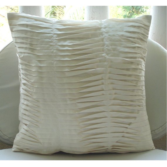 Ivory Beauty - Ivory Art Silk Throw Pillow Cover