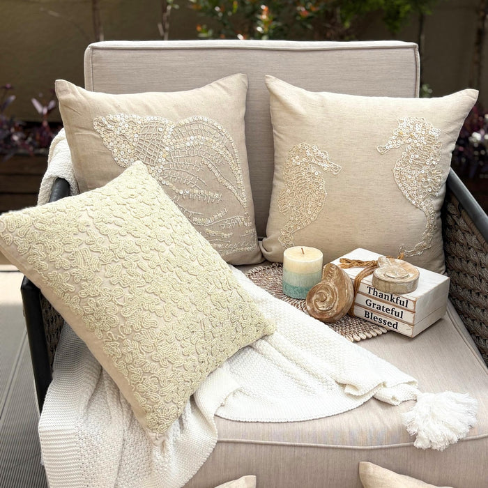 Ivory Cotton Linen Throw Pillow Cover - Ivory Dreams