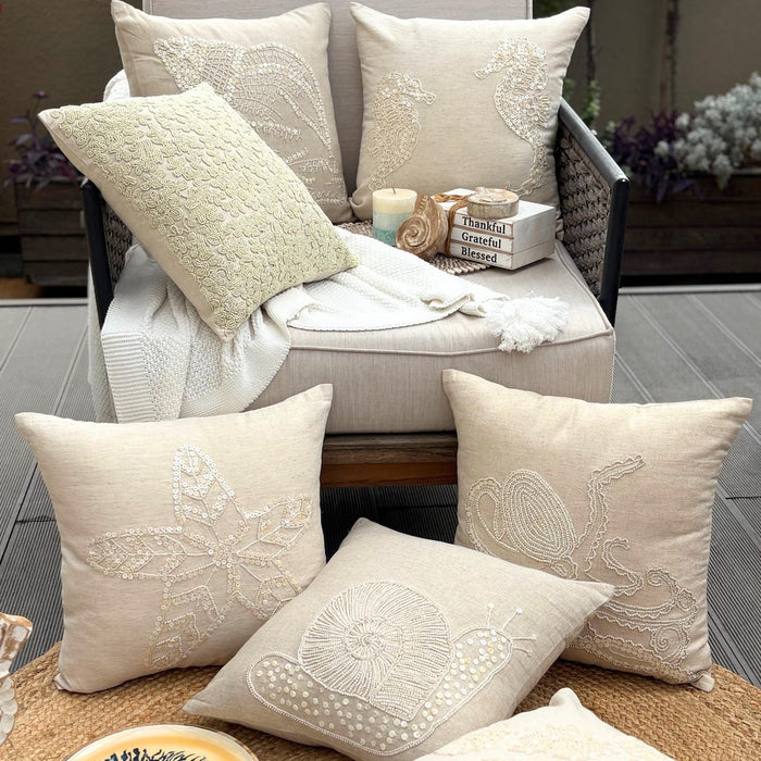 Ivory Cotton Linen Throw Pillow Cover - Ivory Dreams