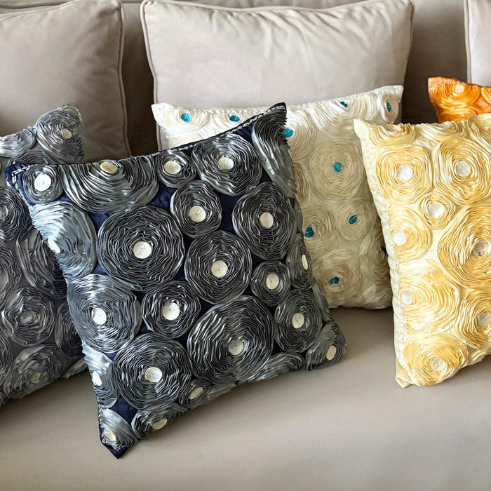 Ivory Roses - Ivory Art Silk Throw Pillow Cover