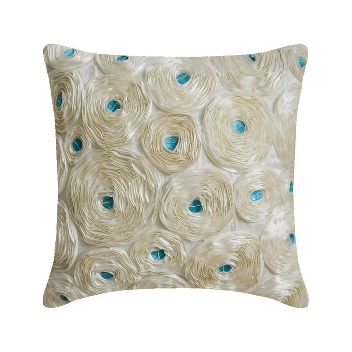 Ivory Roses - Ivory Art Silk Throw Pillow Cover