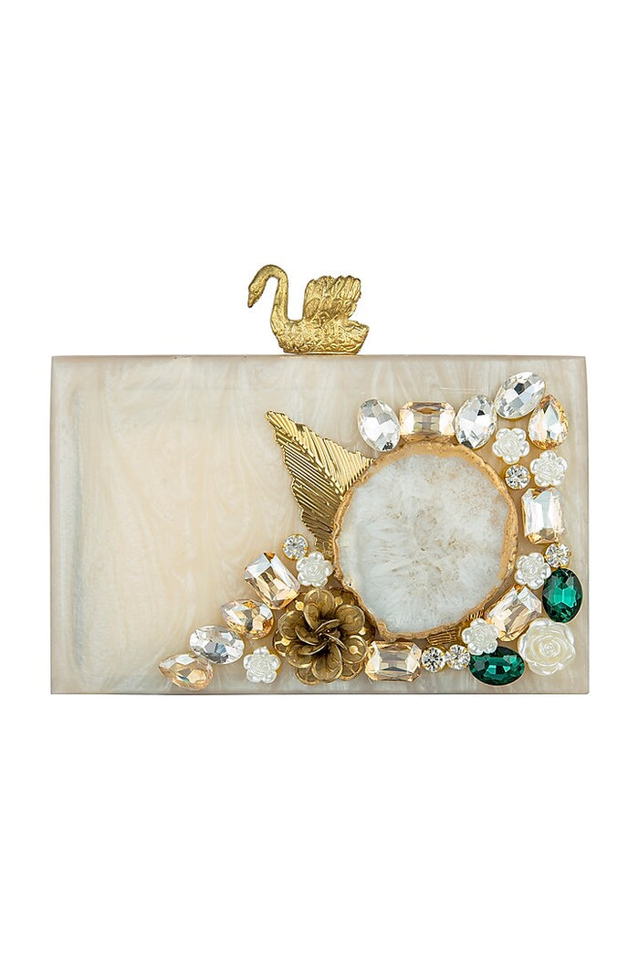 Ivory Swan Resin Clutch