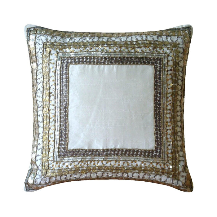 Ivory Treasure - Ivory Art Silk Throw Pillow Cover