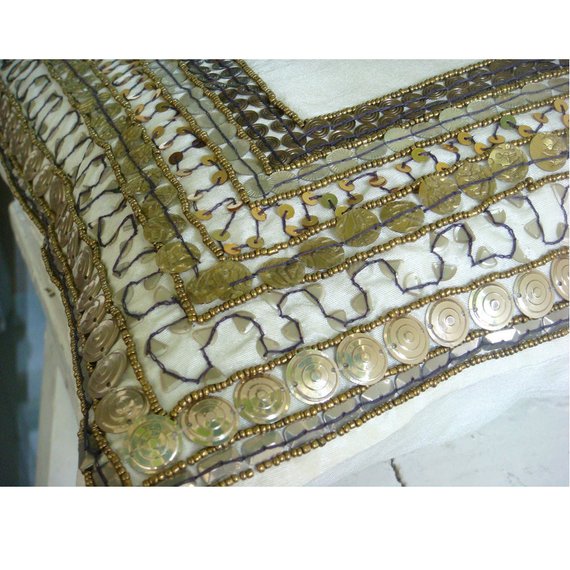 Ivory Treasure - Ivory Art Silk Throw Pillow Cover