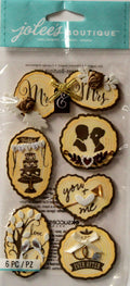 EK Success Jolee's Boutique Wooden Silhouette Wedding Icons Dimensional Stickers - SCRAPBOOKFARE