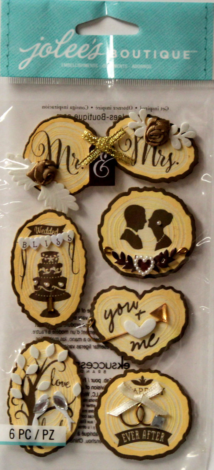 EK Success Jolee's Boutique Wooden Silhouette Wedding Icons Dimensional Stickers - SCRAPBOOKFARE