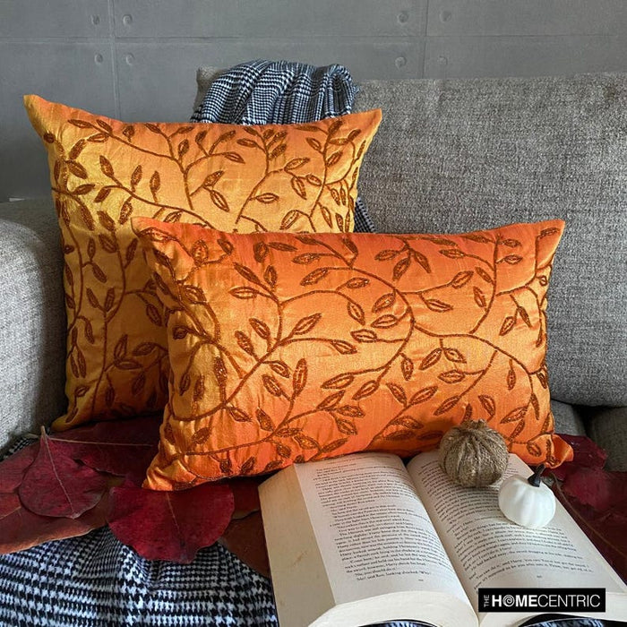 Juicy - Art Silk Orange Decorative Decorative Lumbar  Pillow Cover