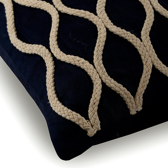 Jute Chorus - Navy Blue Cotton Linen Decorative Euro Sham