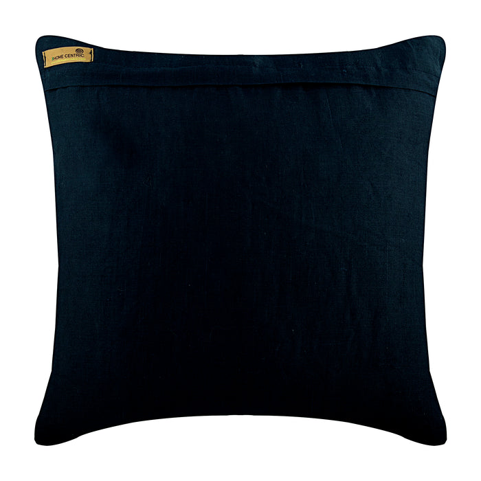 Jute Chorus - Navy Blue Cotton Linen Decorative Euro Sham